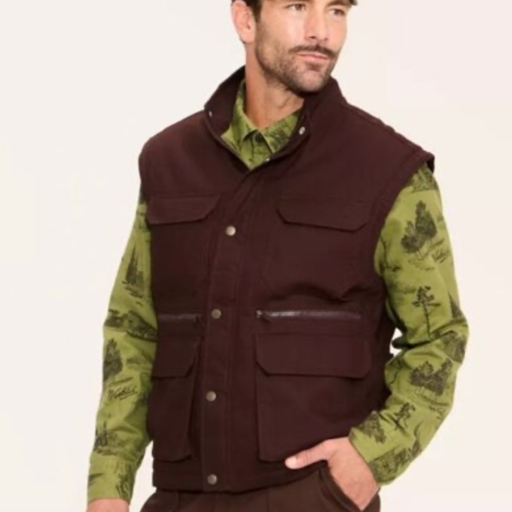 Men's Brown Utility Vest wool rich vest utility vest